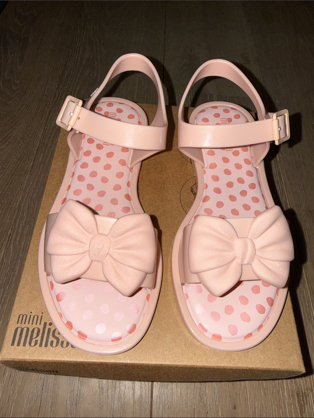 NEW in box Mini Melissa pink glitter princess girls sandals size 2 US
